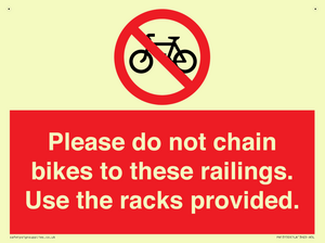 PA13150: Please do not chain bikes to these railings. Use the racks provided.