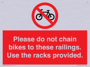 PA13150: Please do not chain bikes to these railings. Use the racks provided.
