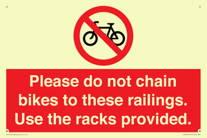 PA13150: Please do not chain bikes to these railings. Use the racks provided.