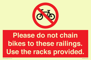 PA13150: Please do not chain bikes to these railings. Use the racks provided.