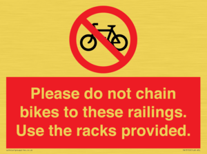 PA13150: Please do not chain bikes to these railings. Use the racks provided.