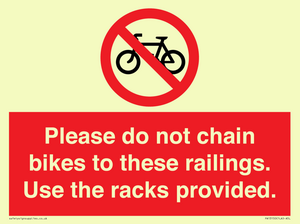 PA13150: Please do not chain bikes to these railings. Use the racks provided.