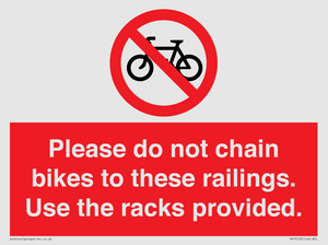 PA13150: Please do not chain bikes to these railings. Use the racks provided.