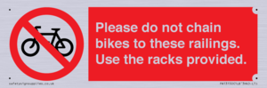 PA13150: Please do not chain bikes to these railings. Use the racks provided.