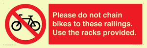PA13150: Please do not chain bikes to these railings. Use the racks provided.