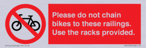 PA13150: Please do not chain bikes to these railings. Use the racks provided.
