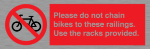 PA13150: Please do not chain bikes to these railings. Use the racks provided.