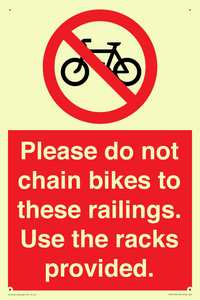 PA13150: Please do not chain bikes to these railings. Use the racks provided.