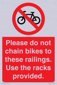 PA13150: Please do not chain bikes to these railings. Use the racks provided.