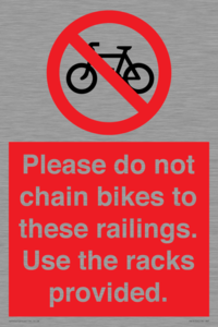 PA13150: Please do not chain bikes to these railings. Use the racks provided.
