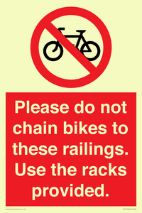 PA13150: Please do not chain bikes to these railings. Use the racks provided.