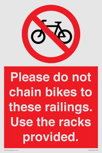 PA13150: Please do not chain bikes to these railings. Use the racks provided.
