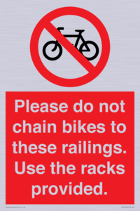 PA13150: Please do not chain bikes to these railings. Use the racks provided.
