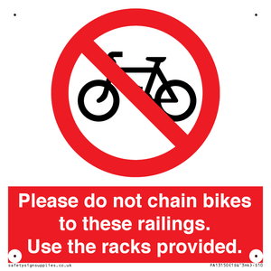 PA13150: Please do not chain bikes to these railings. Use the racks provided.