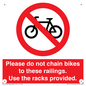 PA13150: Please do not chain bikes to these railings. Use the racks provided.