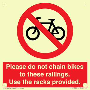 PA13150: Please do not chain bikes to these railings. Use the racks provided.
