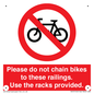 PA13150: Please do not chain bikes to these railings. Use the racks provided.