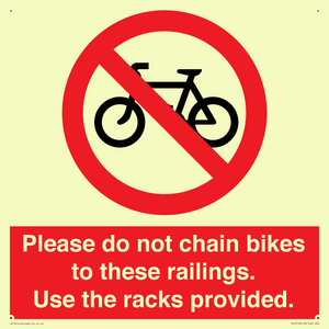 PA13150: Please do not chain bikes to these railings. Use the racks provided.