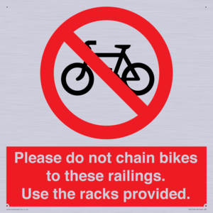PA13150: Please do not chain bikes to these railings. Use the racks provided.