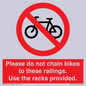 PA13150: Please do not chain bikes to these railings. Use the racks provided.