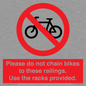 PA13150: Please do not chain bikes to these railings. Use the racks provided.