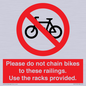 PA13150: Please do not chain bikes to these railings. Use the racks provided.