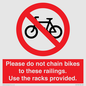 PA13150: Please do not chain bikes to these railings. Use the racks provided.