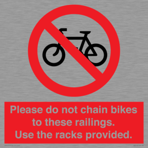 PA13150: Please do not chain bikes to these railings. Use the racks provided.