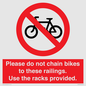 PA13150: Please do not chain bikes to these railings. Use the racks provided.