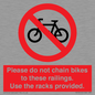 PA13150: Please do not chain bikes to these railings. Use the racks provided.