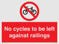 PA13152: No cycles to be left against railings