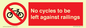 PA13152: No cycles to be left against railings