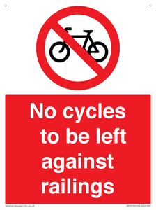 PA13152: No cycles to be left against railings