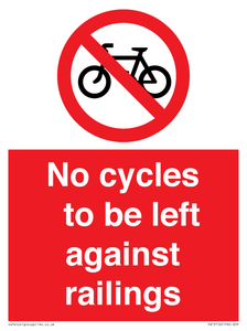 PA13152: No cycles to be left against railings