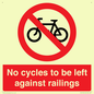 PA13152: No cycles to be left against railings