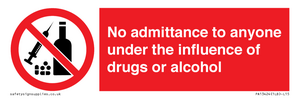 PA13424: No admittance to anyone under the influence of drugs or alcohol