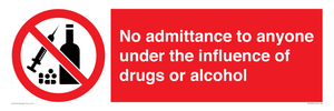 PA13424: No admittance to anyone under the influence of drugs or alcohol