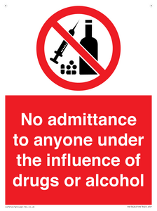 PA13424: No admittance to anyone under the influence of drugs or alcohol