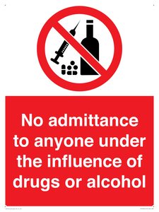PA13424: No admittance to anyone under the influence of drugs or alcohol
