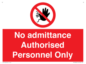 PA16260: No admittance  Authorised Personnel Only
