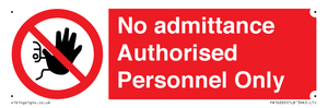 PA16260: No admittance  Authorised Personnel Only