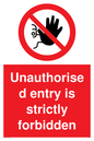 PA5321: Unauthorised entry strictly forbidden