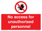 PA5683: No access for unauthorised personnel Prohibition Sign