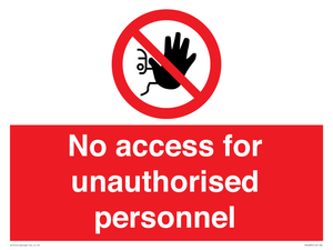 PA5683: No access for unauthorised personnel Prohibition Sign