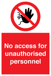 PA5683: No access for unauthorised personnel Prohibition Sign