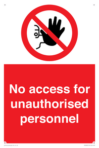 PA5683: No access for unauthorised personnel Prohibition Sign