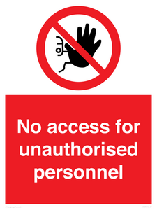 PA5683: No access for unauthorised personnel Prohibition Sign