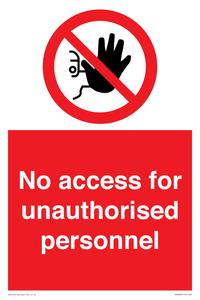 PA5683: No access for unauthorised personnel Prohibition Sign