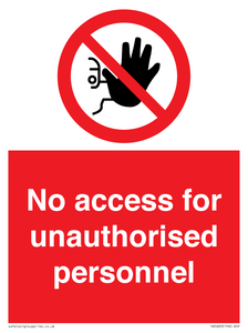 PA5683: No access for unauthorised personnel Prohibition Sign