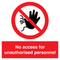 PA5683: No access for unauthorised personnel Prohibition Sign